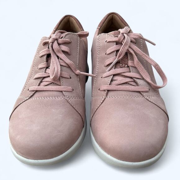 Clarks Unstructured Un Adorn Lace Dusty Pink Nubuck Leather Sneakers Womens 7.5 - Picture 5 of 9
